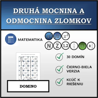 Domino: Druhá mocnina a odmocnina zlomkov