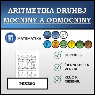 Pexeso: Aritmetika druhej mocniny a odmocniny