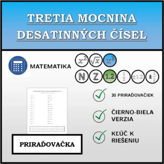 Priraďovačka: Tretia mocnina desatinných čísel