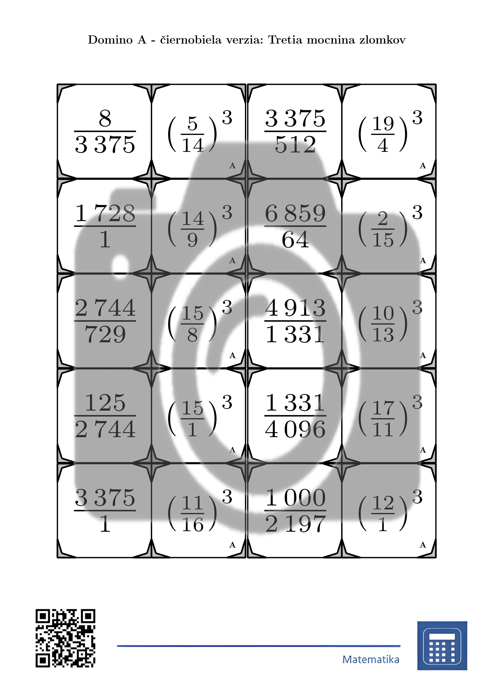 Domino: Tretia mocnina zlomkov – Obrázok 3