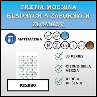 Pexeso: Tretia mocnina kladných a záporných zlomkov