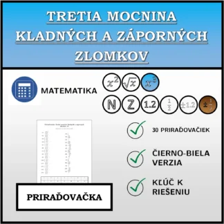 Priraďovačka: Tretia mocnina kladných a záporných zlomkov
