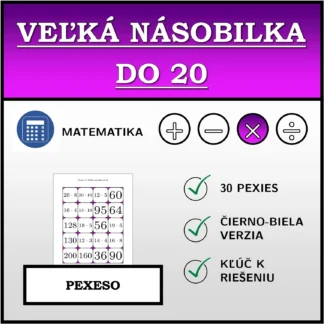 Pexeso: Veľká násobilka do 20