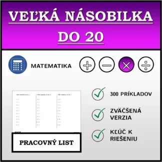 Pracovný list: Veľká násobilka do 20