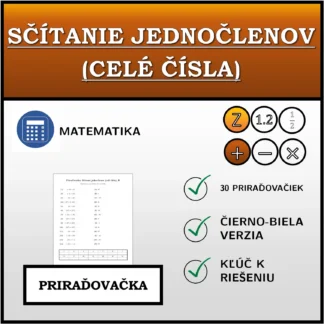 Priraďovačka: Sčítanie jednočlenov (celé čísla)
