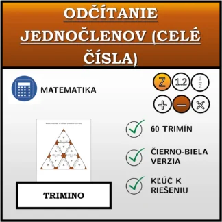Trimino: Odčítanie jednočlenov (celé čísla)