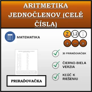 Priraďovačka: Aritmetika jednočlenov (celé čísla)