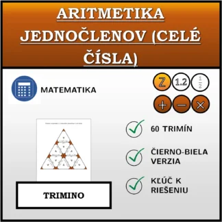 Trimino: Aritmetika jednočlenov (celé čísla)