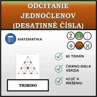Trimino: Odčítanie jednočlenov (desatinné čísla)