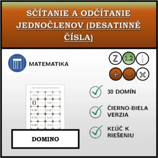 Domino: Sčítanie a odčítanie jednočlenov (desatinné čísla)
