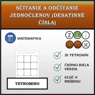 Tetromino: Sčítanie a odčítanie jednočlenov (desatinné čísla)