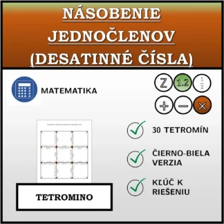 Tetromino: Násobenie jednočlenov (desatinné čísla)