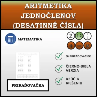 Priraďovačka: Aritmetika jednočlenov (desatinné čísla)