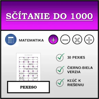 Pexeso: Sčítanie do 1000
