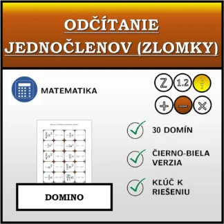 Domino: Odčítanie jednočlenov (zlomky)