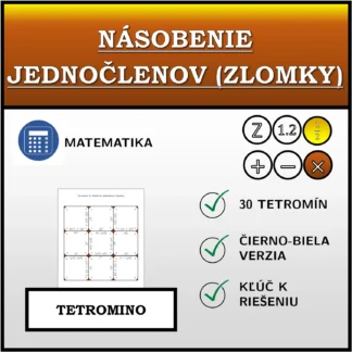 Tetromino: Násobenie jednočlenov (zlomky)