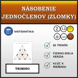Trimino: Násobenie jednočlenov (zlomky)