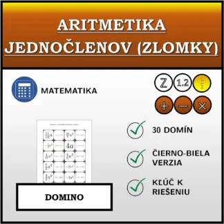 Domino: Aritmetika jednočlenov (zlomky)