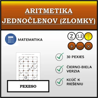 Pexeso: Aritmetika jednočlenov (zlomky)