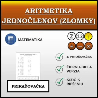 Priraďovačka: Aritmetika jednočlenov (zlomky)