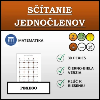Pexeso: Sčítanie jednočlenov