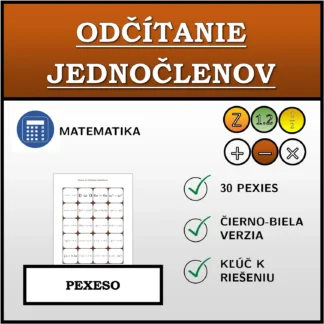 Pexeso: Odčítanie jednočlenov