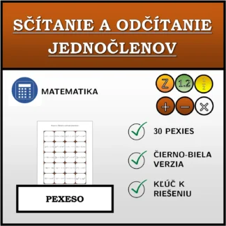 Pexeso: Sčítanie a odčítanie jednočlenov