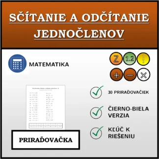 Priraďovačka: Sčítanie a odčítanie jednočlenov