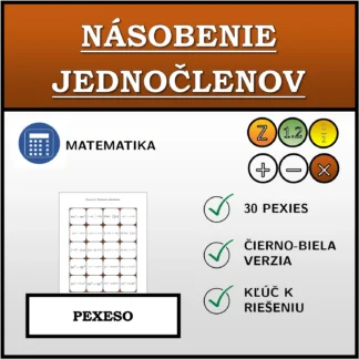 Pexeso: Násobenie jednočlenov
