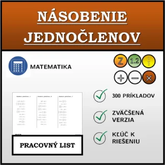 Pracovný list: Násobenie jednočlenov