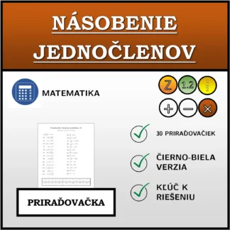 Priraďovačka: Násobenie jednočlenov