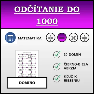 Domino: Odčítanie do 1000