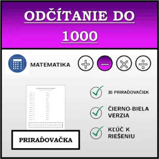 Priraďovačka: Odčítanie do 1000