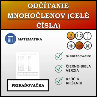 Priraďovačka: Odčítanie mnohočlenov (celé čísla)