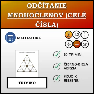 Trimino: Odčítanie mnohočlenov (celé čísla)