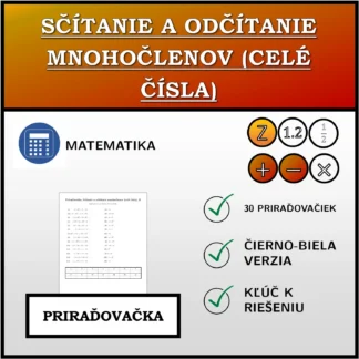 Priraďovačka: Sčítanie a odčítanie mnohočlenov (celé čísla)