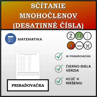 Priraďovačka: Sčítanie mnohočlenov (desatinné čísla)