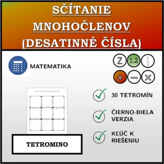 Tetromino: Sčítanie mnohočlenov (desatinné čísla)
