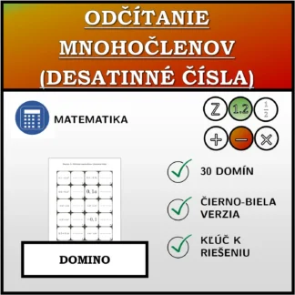 Domino: Odčítanie mnohočlenov (desatinné čísla)