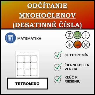 Tetromino: Odčítanie mnohočlenov (desatinné čísla)