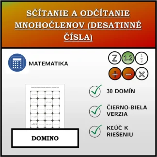 Domino: Sčítanie a odčítanie mnohočlenov (desatinné čísla)