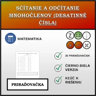 Priraďovačka: Sčítanie a odčítanie mnohočlenov (desatinné čísla)