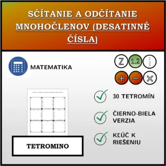 Tetromino: Sčítanie a odčítanie mnohočlenov (desatinné čísla)