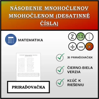 Priraďovačka: Násobenie mnohočlenov mnohočlenom (desatinné čísla)