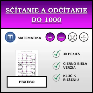 Pexeso: Sčítanie a odčítanie do 1000