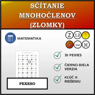 Pexeso: Sčítanie mnohočlenov (zlomky)