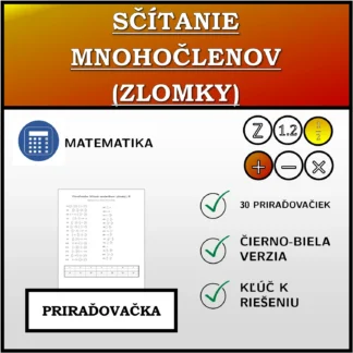 Priraďovačka: Sčítanie mnohočlenov (zlomky)