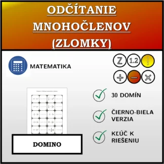 Domino: Odčítanie mnohočlenov (zlomky)