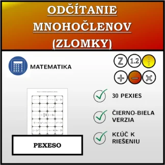 Pexeso: Odčítanie mnohočlenov (zlomky)