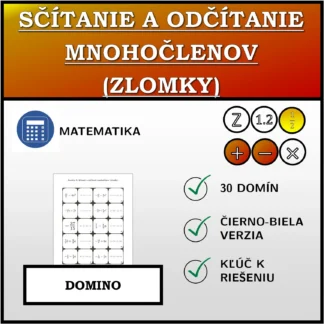 Domino: Sčítanie a odčítanie mnohočlenov (zlomky)